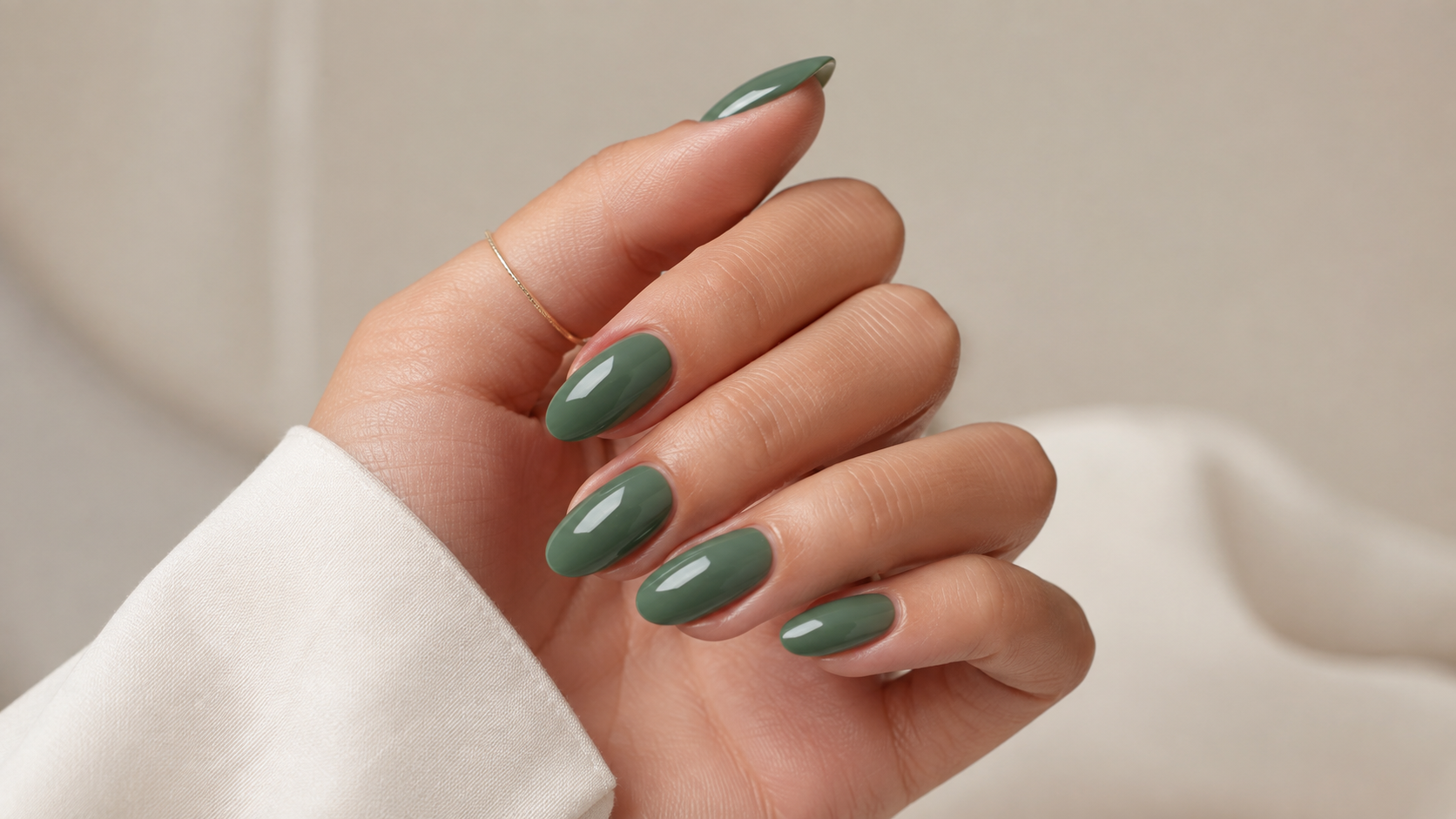 Solid Jade Green Manicure Short Nails
